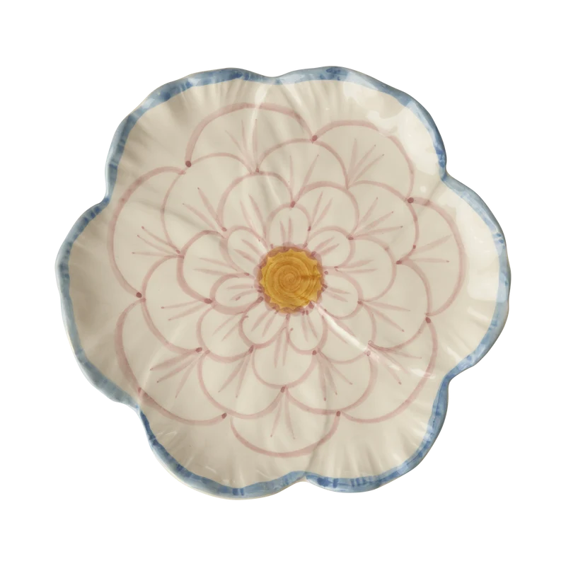 Blomst Keramik Sidetallerken - Lavendel - Hand-painted