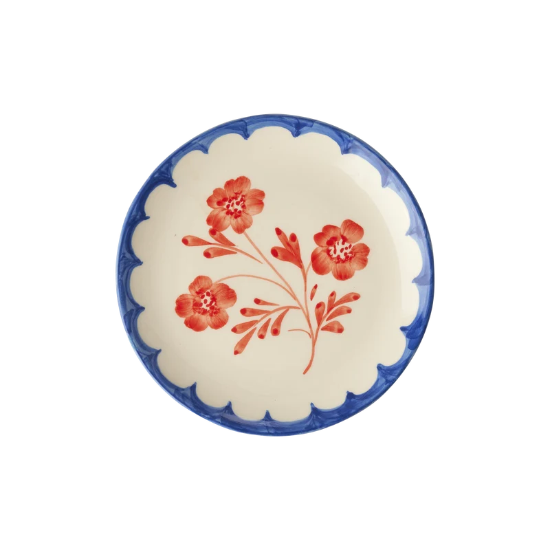 Keramik Kagetallerken - Off White - Hand-painted Vintage Flower