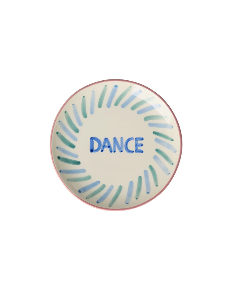 Keramik Kagetallerken - Off White - Hand-painted DANCE