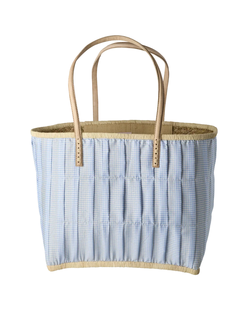 Stor Raffia Taske - Blå