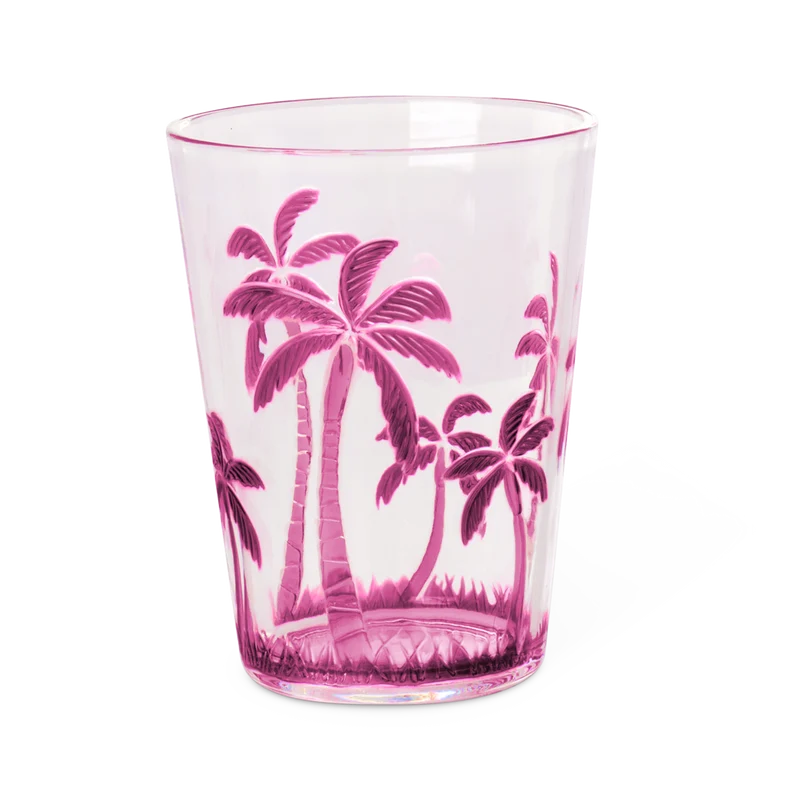 Akryl Glas - Pink - Palm Tree Design