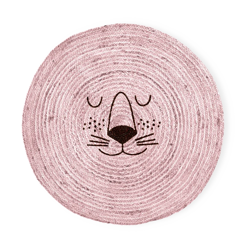 Rund Jute Tæppe - Lyserød - Lion Design
