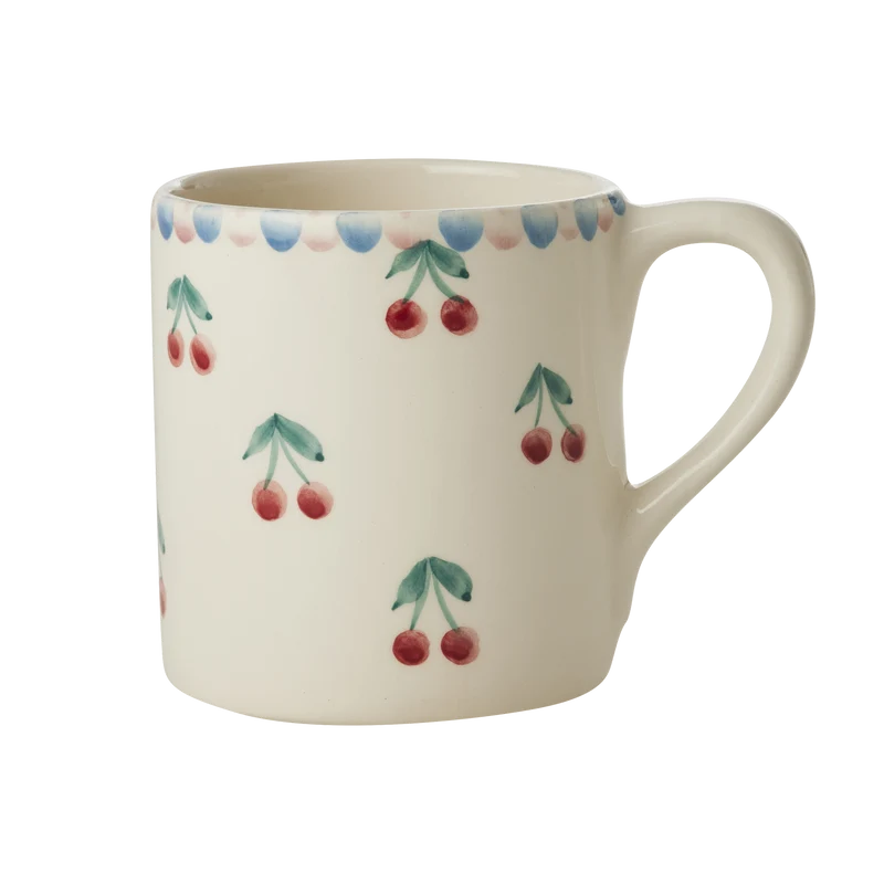 Keramik Krus - Off White - Hand-painted Cherries