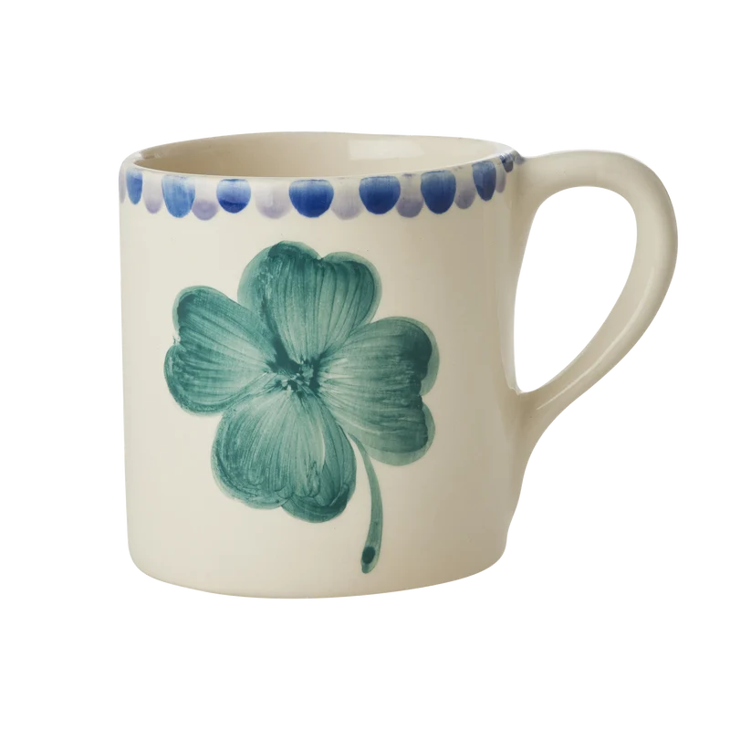 Keramik Krus - Hvid - Hand-painted Good Luck Clover