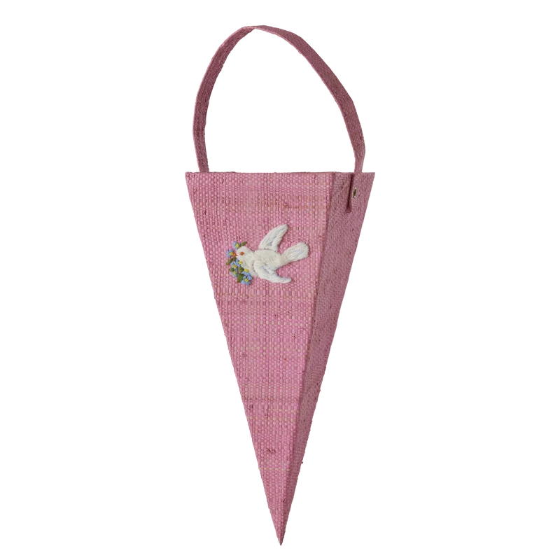 Stor Raffia Julepynt - Pink - Dove Embroidery