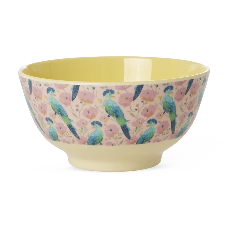 Mellem Skål - Lyserød - Exotic Bird Print