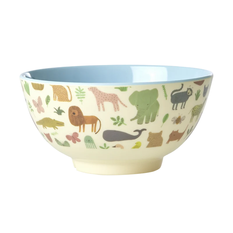 Mellem Skål - Lys Blå - Sweet Jungle Print