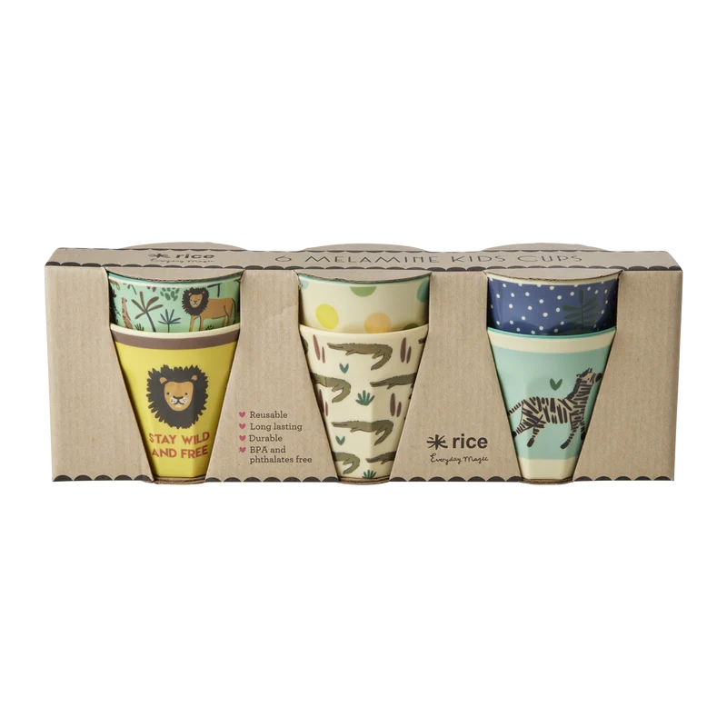 Lille Børnekop - Blå - Jungle Print - 6-pak