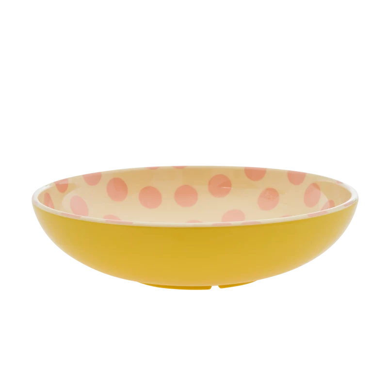 Salatskål - Gul - Pink Dots Print