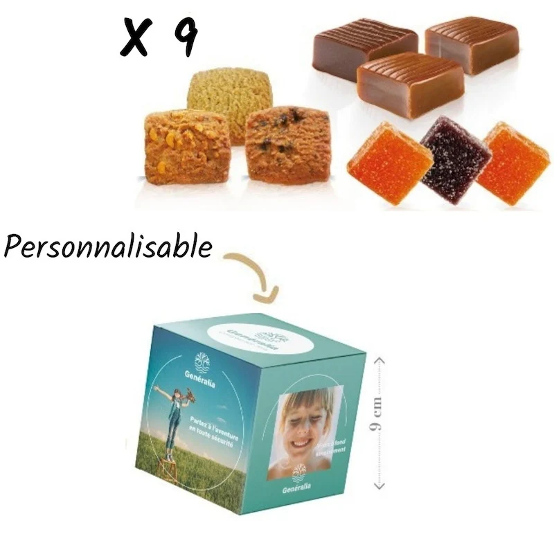 Cube 9 friandises Le Petit Carré Gourmand® personnalisable 🇫🇷