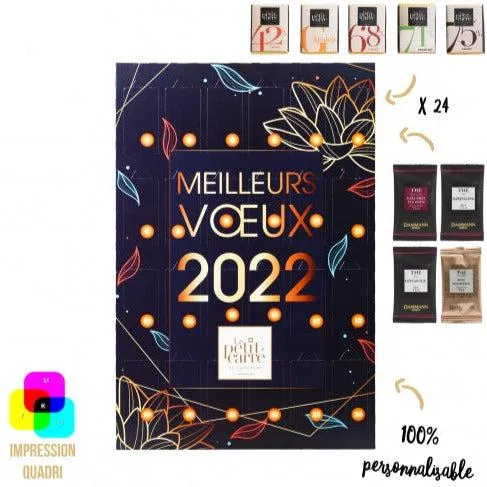 Calendrier de l'AVENT chocolat & thé Damman Le Petit Carré Gourmand® personnalisable 🇫🇷