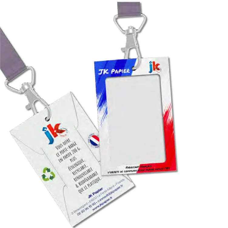 Porte-badge en papier personnalisé impression quadri 🇫🇷