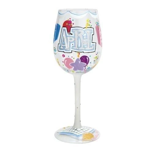 Happy April Wine Glass by Lolita®