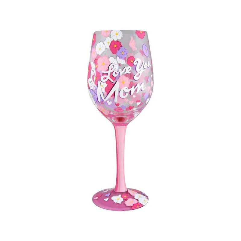 I Love You Mom 2 Wine Glass by Lolita®