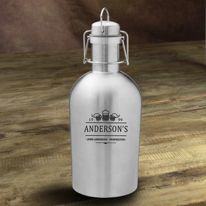 3 Beers Personalized Stainless Steel Growler