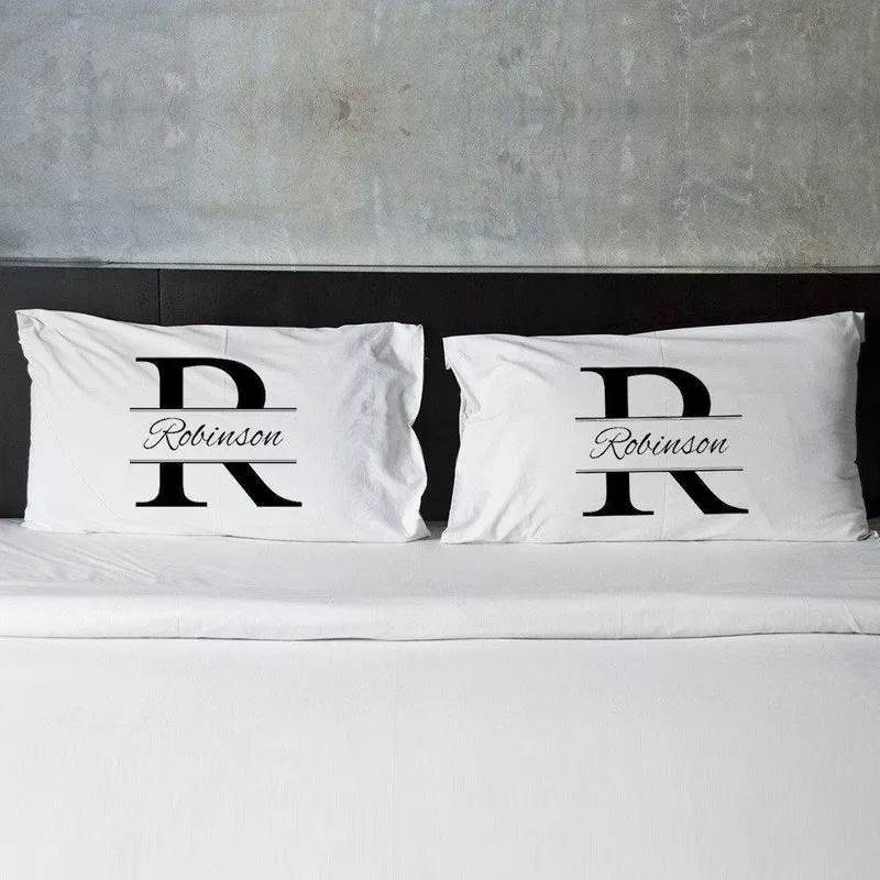 Stamped Design Couple's Personalized Pillow Case Set