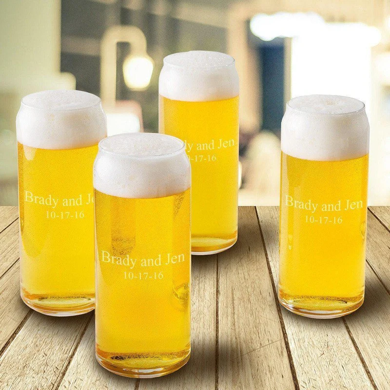 Tall Boy Personalized Beer Glasses - Set of 4