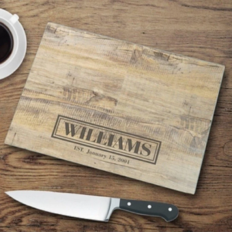Rustic Wood Personalized Glass Cutting Board