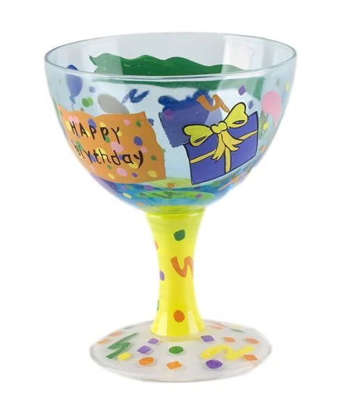 Happy Birthday Hand Painted Ice Cream Sundae Bowl