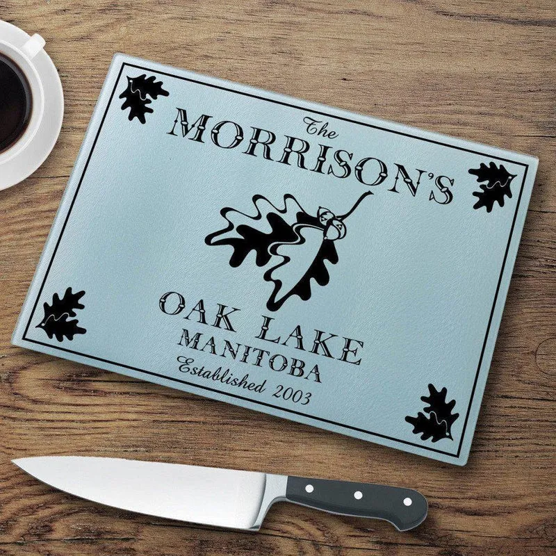 White Oak Personalized Glass Cutting Board