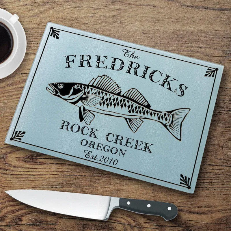 Walleye Personalized Glass Cutting Board