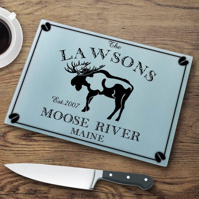 Moose Personalized Glass Cutting Board