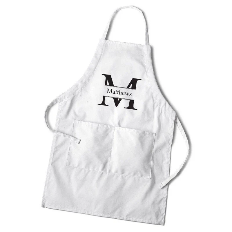 Men's Personalized White Apron