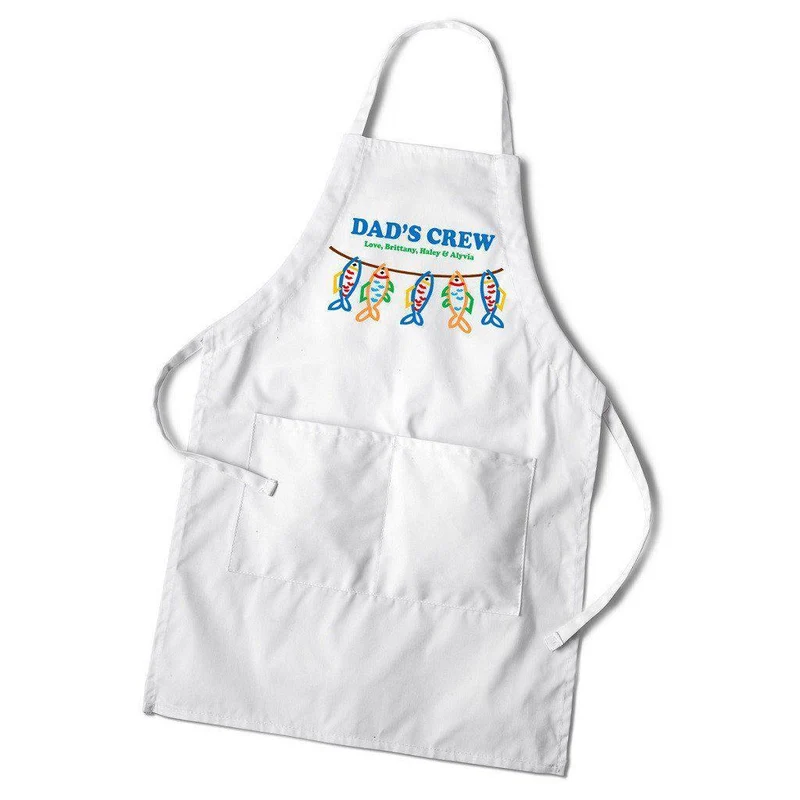 Dad's Crew Personalized White Apron
