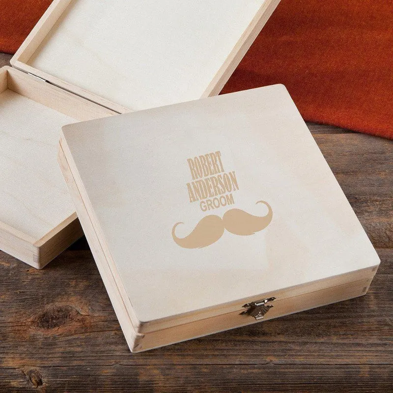Mustache Groom Personalized Wooden Keepsake/Cigar Box