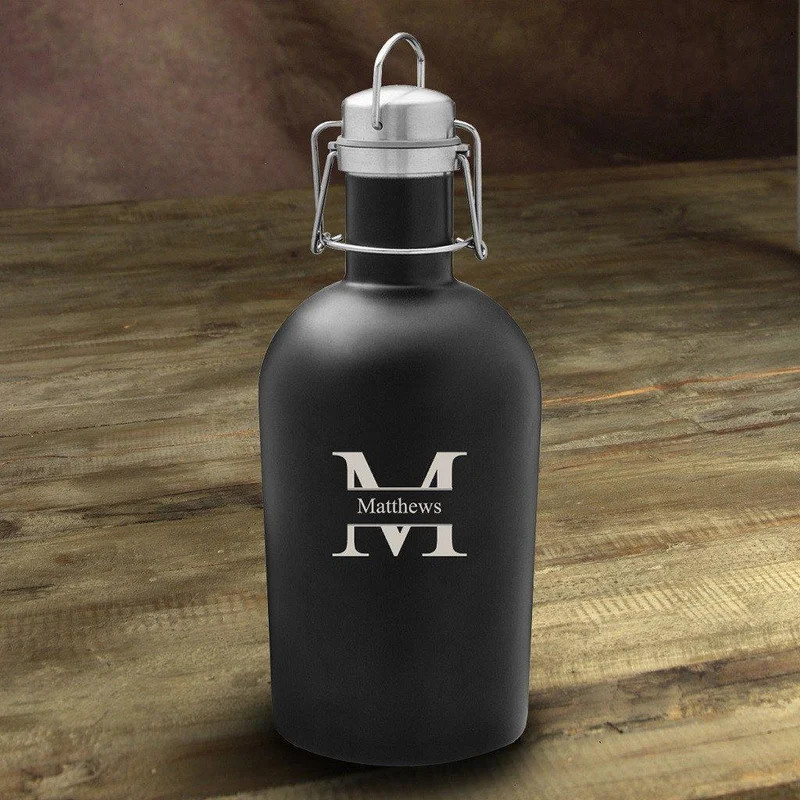 Stamped Monogram Stainless Black Matte Growler