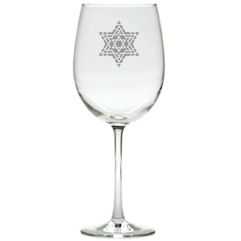 Fancy Star of David Wine Glasses - SET OF 4