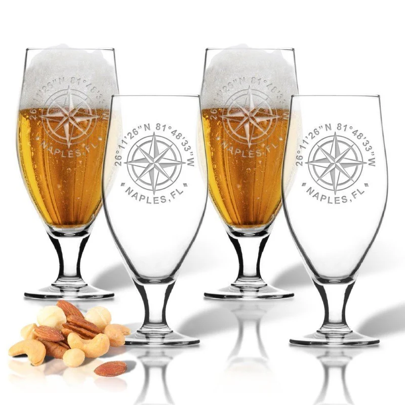 GPS Coordinates Cervoise Glasses (Set of 4) - Personalized