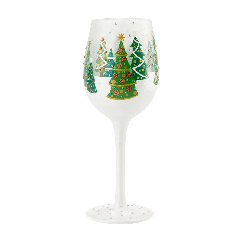 Christmas Trees In The Snow Wine Glass by Lolita®