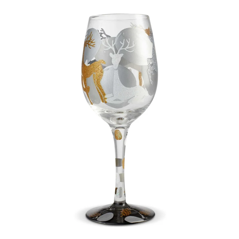 Visions of Reindeer Wine Glass by Lolita®