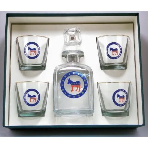 Democrat Donkey 5 Piece Decanter Set
