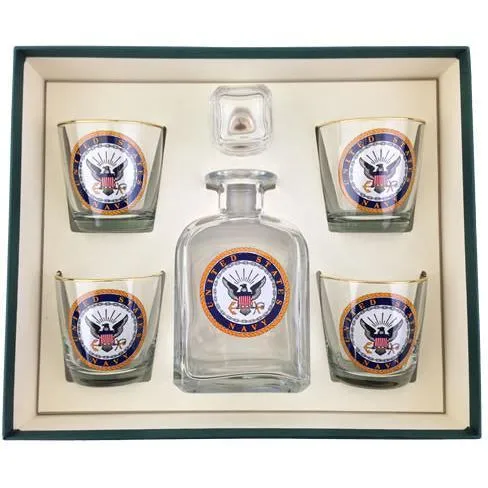 Navy Logo 5 Piece Decanter Set