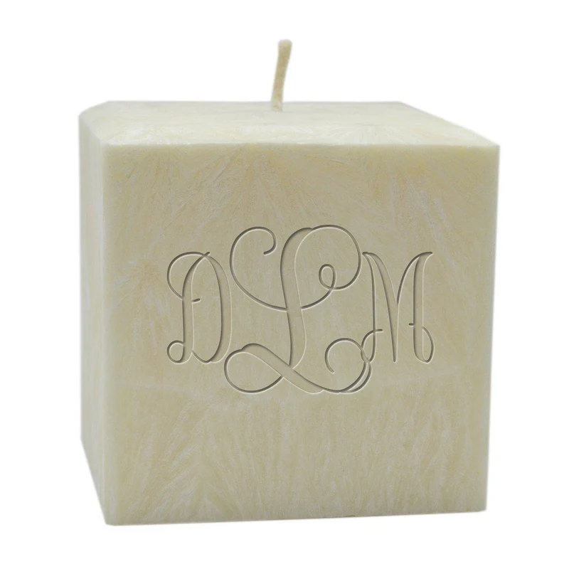 3" Hand Poured Monogrammed Palm Wax Candle - Unscented