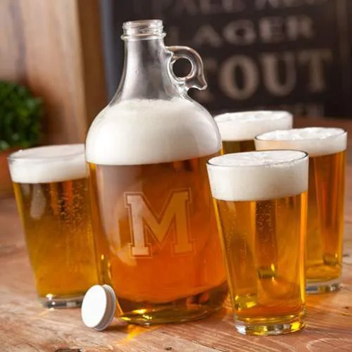 Beer Personalized Growler Set (4 Pub Glasses)