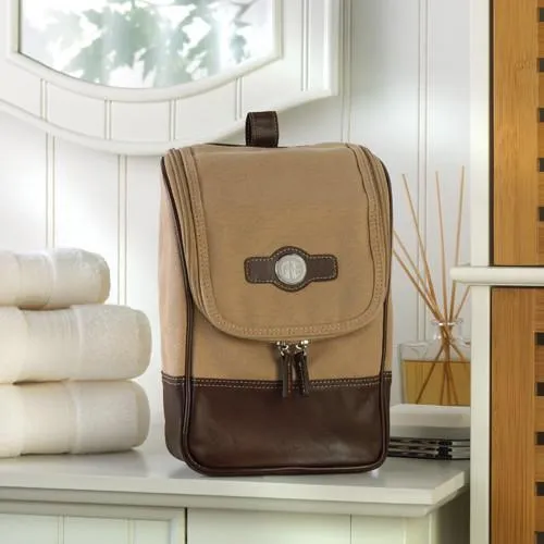 Mens Canvas and Leather Personalized Travel Kit