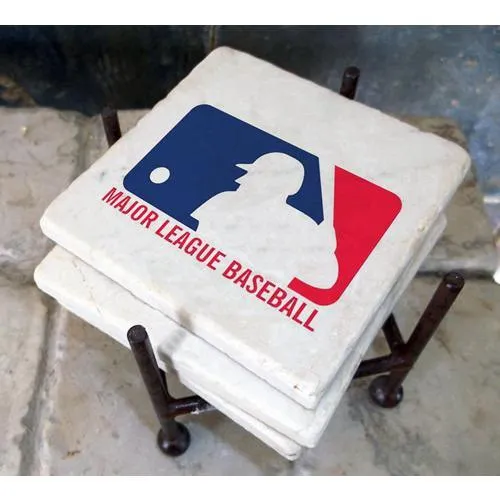 Philadelphia Phillies Italian Marble Coasters with Wrought Iron Holder (set of 4)
