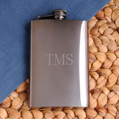 Gunmetal Personalized Flask