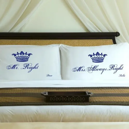 Regal Blue Couples Royal Correctness Personalized Pillow Case Set