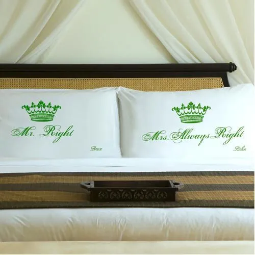 Garden Green Couples Royal Correctness Personalized Pillow Case Set