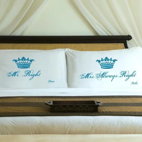 Blissful Blue Couples Royal Correctness Personalized Pillow Case Set