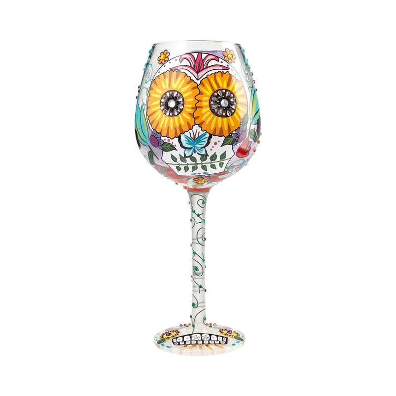 Sugar Skulls Two Super Bling Wine Glass by Lolita®