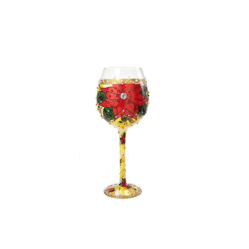 Poinsettia Super Bling Wine Glass by Lolita®