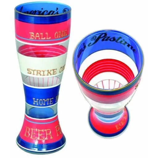 Baseball Hand Painted Reverz-Art Pilsner Glass