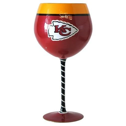 Kansas City Chiefs Artisan Hand Painted Wine Glass