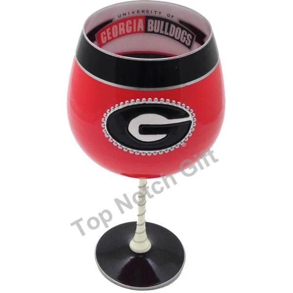 University of Georgia Artisan Hand Painted Wine Glass