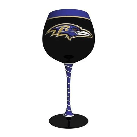 Baltimore Ravens Artisan Hand Painted Wine Glass
